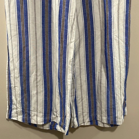 NWOT LOFT Fluid Wide Leg Crop Striped Linen Blend Pants M - Picture 5 of 16